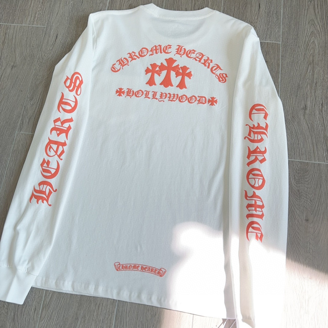 Chrome Hearts 克罗心 橘色logo卫衣 T恤 套头 白色 A5 