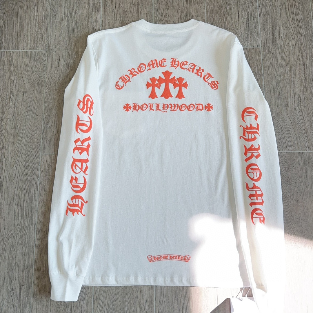 Chrome Hearts 克罗心 橘色logo卫衣 T恤 套头 白色 A5 