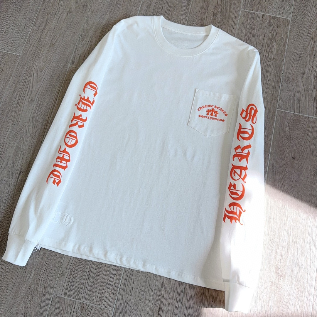 Chrome Hearts 克罗心 橘色logo卫衣 T恤 套头 白色 A5 