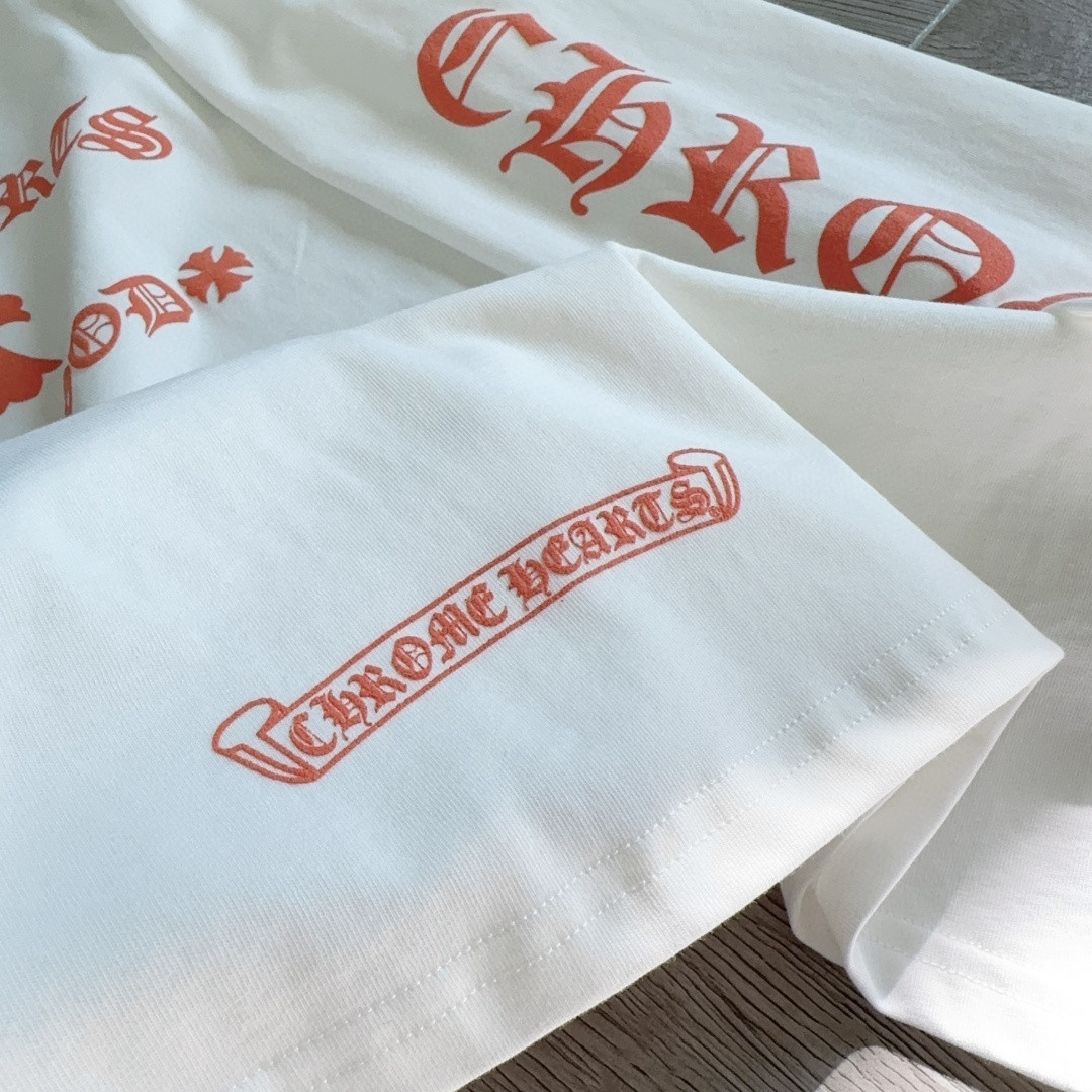 Chrome Hearts 克罗心 橘色logo卫衣 T恤 套头 白色 A5 