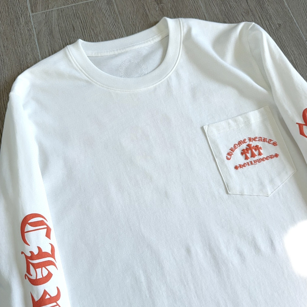 Chrome Hearts 克罗心 橘色logo卫衣 T恤 套头 白色 A5 