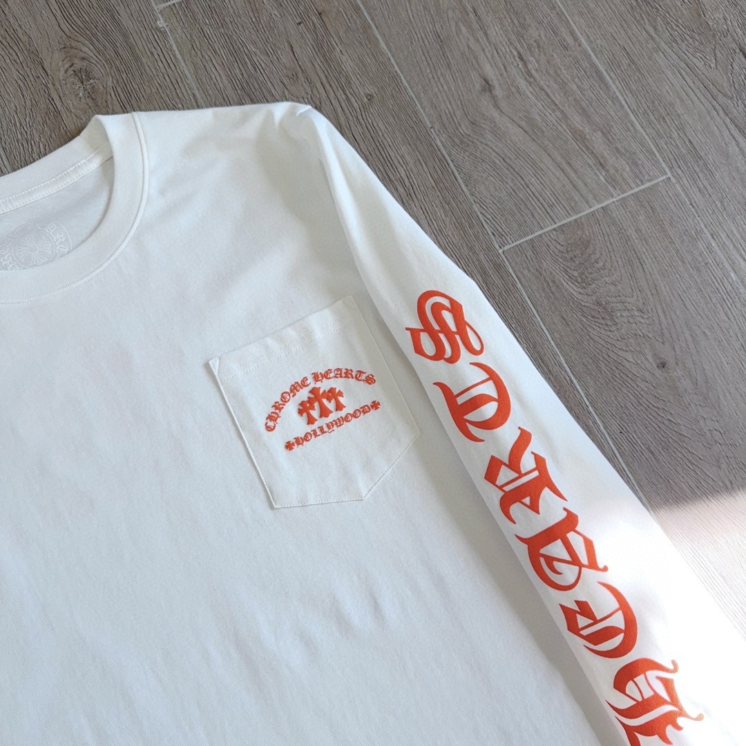Chrome Hearts 克罗心 橘色logo卫衣 T恤 套头 白色 A5 