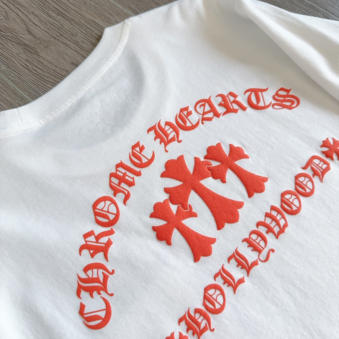 Chrome Hearts 克罗心 橘色logo卫衣 T恤 套头 白色 A5 