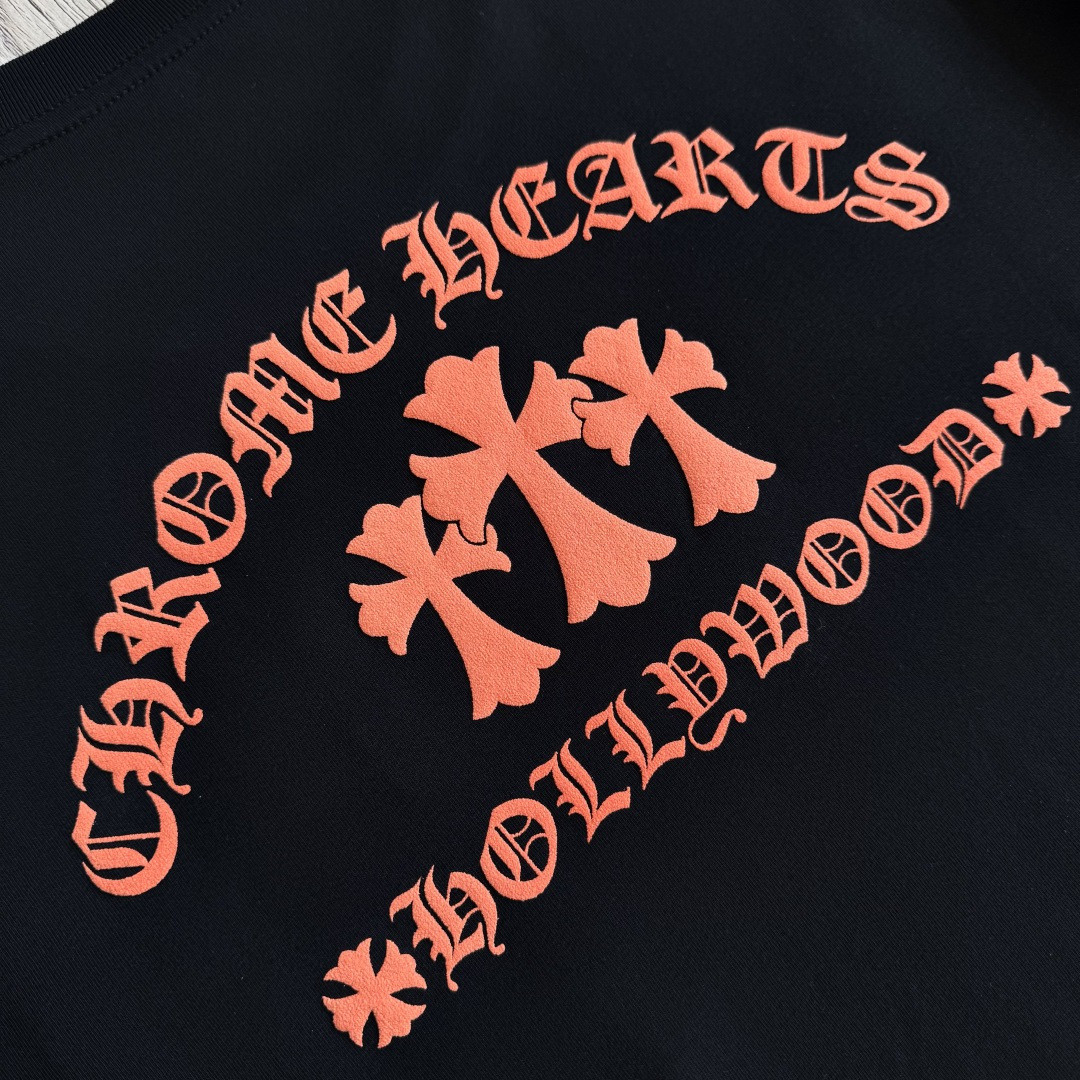 Chrome Hearts 克罗心 橘色logo卫衣 T恤 套头 黑色 A5 CH-20230315