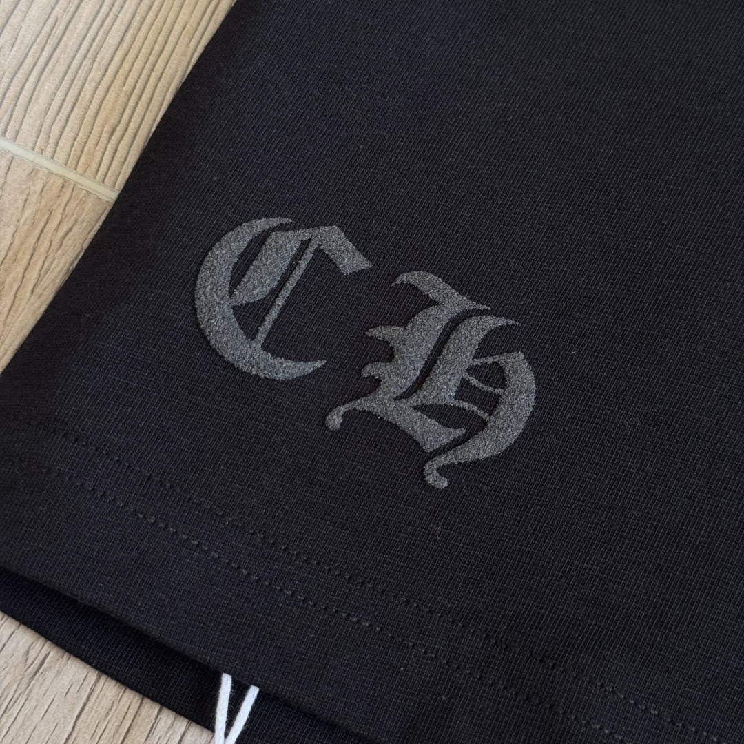 Chrome Hearts 克罗心 粉色马蹄印花圆领短袖 T恤 黑色 A5