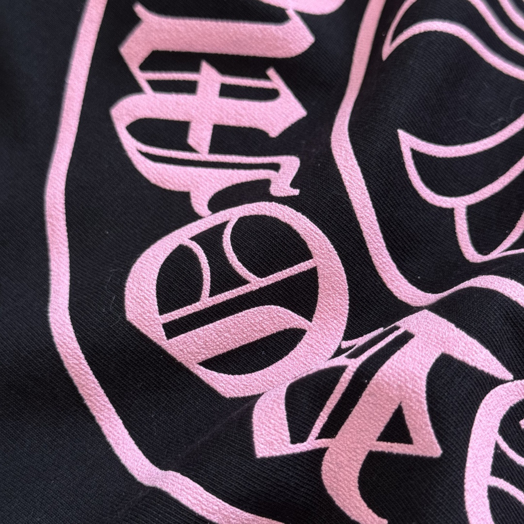 Chrome Hearts 克罗心 粉色马蹄印花圆领短袖 T恤 黑色 A5