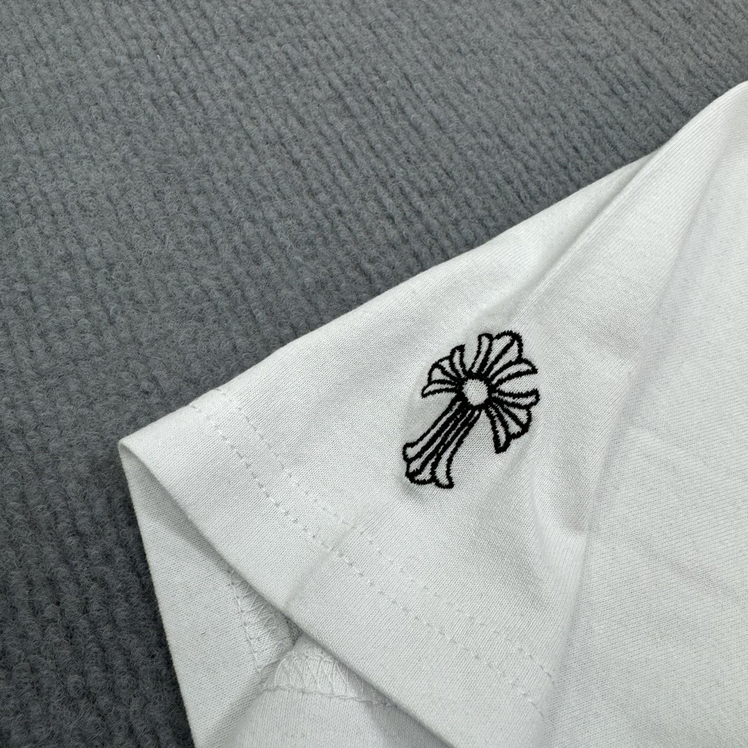 Chrome Hearts 克罗心 梵文字母刺绣圆领短袖 T恤 白色 黑色 A5 CH-20231745