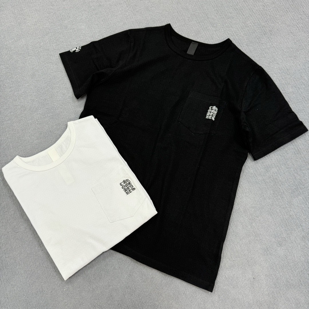 Chrome Hearts 克罗心 梵文字母刺绣圆领短袖 T恤 白色 黑色 A5 CH-20231745