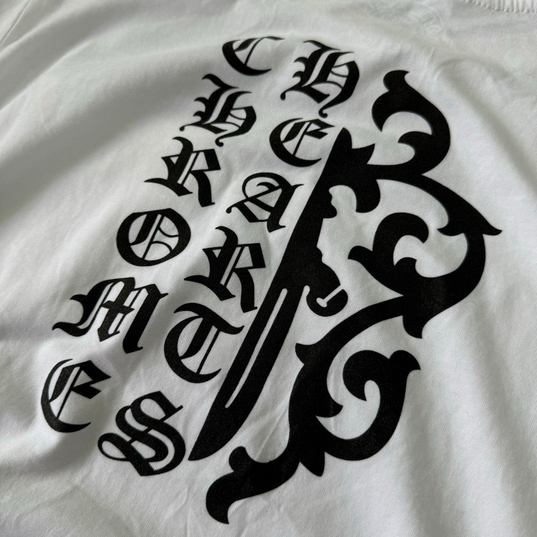 Chrome Hearts 克罗心 宝剑梵文logo圆领短袖 T恤 白色 黑色 A5 C19-2B