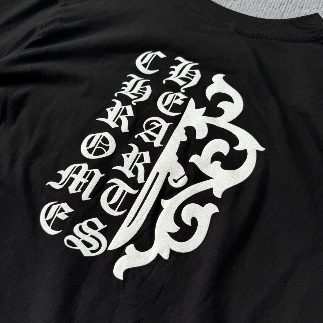 Chrome Hearts 克罗心 宝剑梵文logo圆领短袖 T恤 白色 黑色 A5 C19-2B