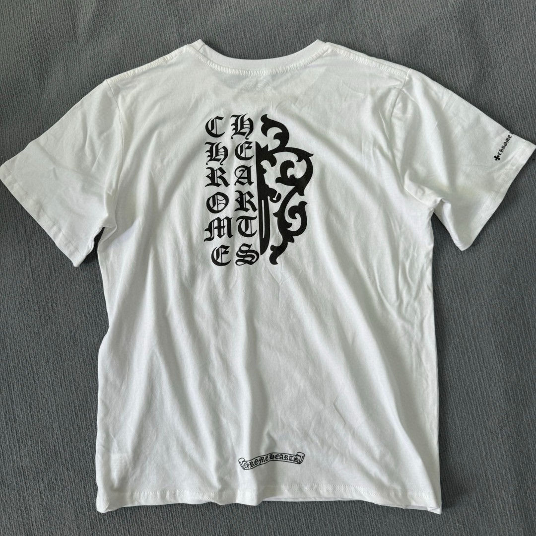 Chrome Hearts 克罗心 宝剑梵文logo圆领短袖 T恤 白色 黑色 A5 C19-2B
