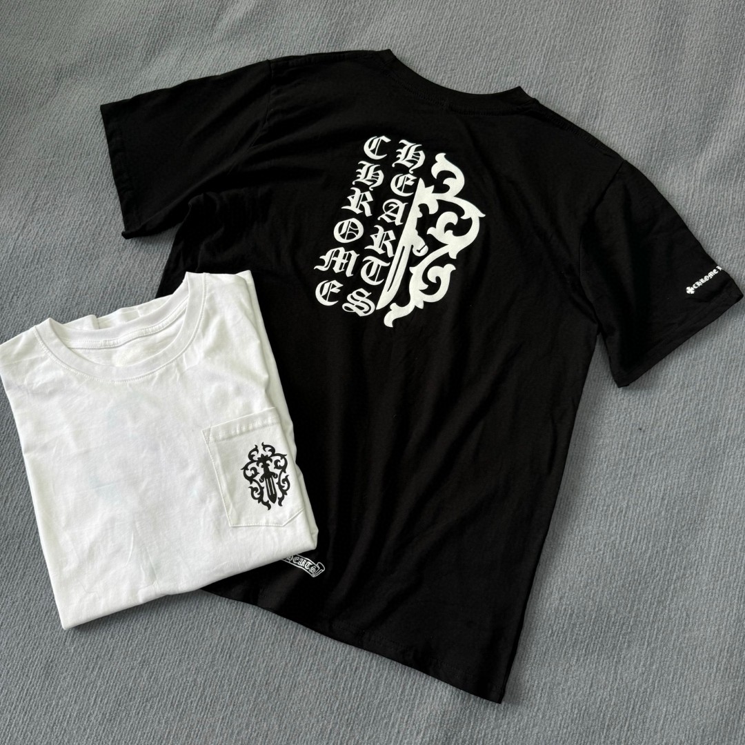 Chrome Hearts 克罗心 宝剑梵文logo圆领短袖 T恤 白色 黑色 A5 C19-2B