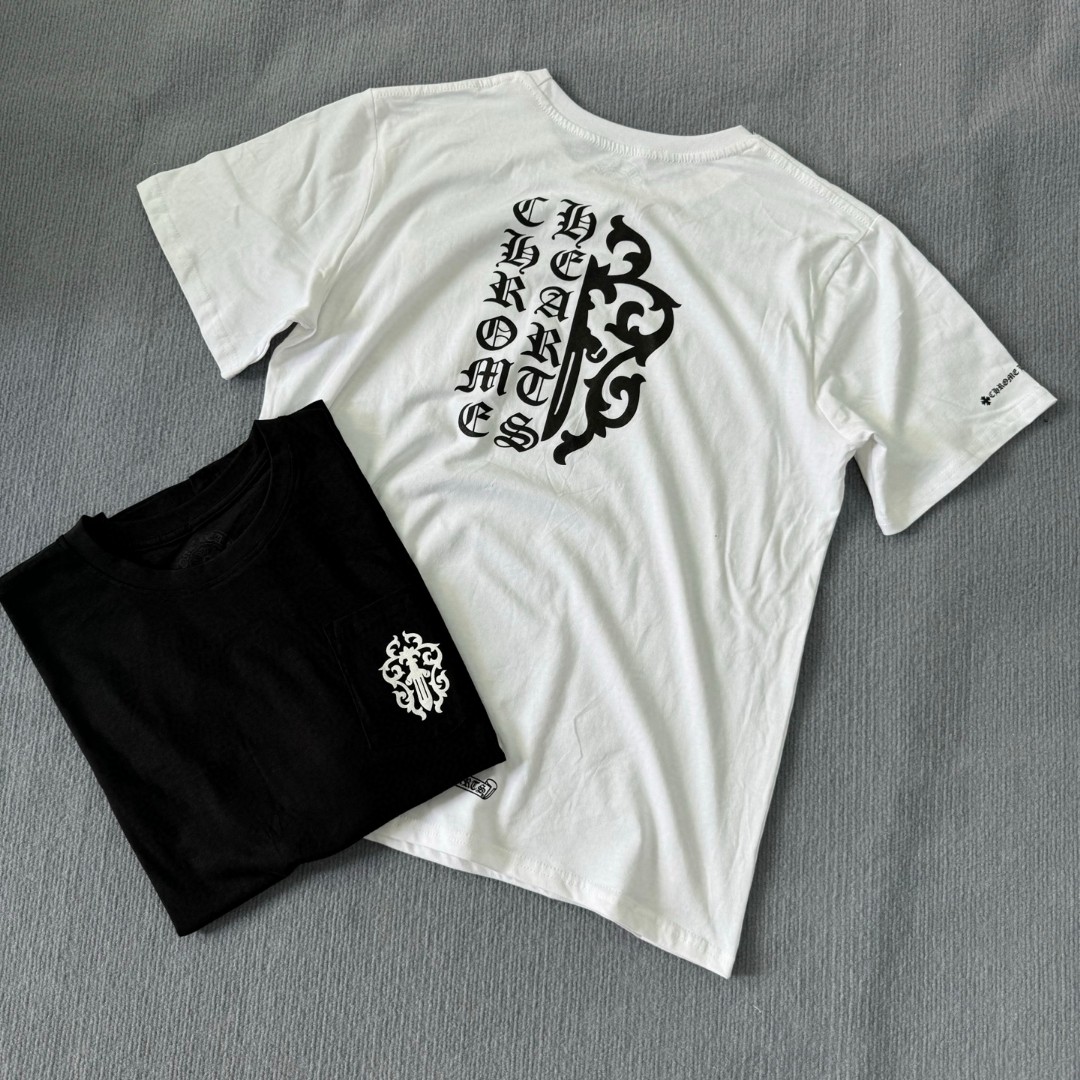 Chrome Hearts 克罗心 宝剑梵文logo圆领短袖 T恤 白色 黑色 A5 C19-2B