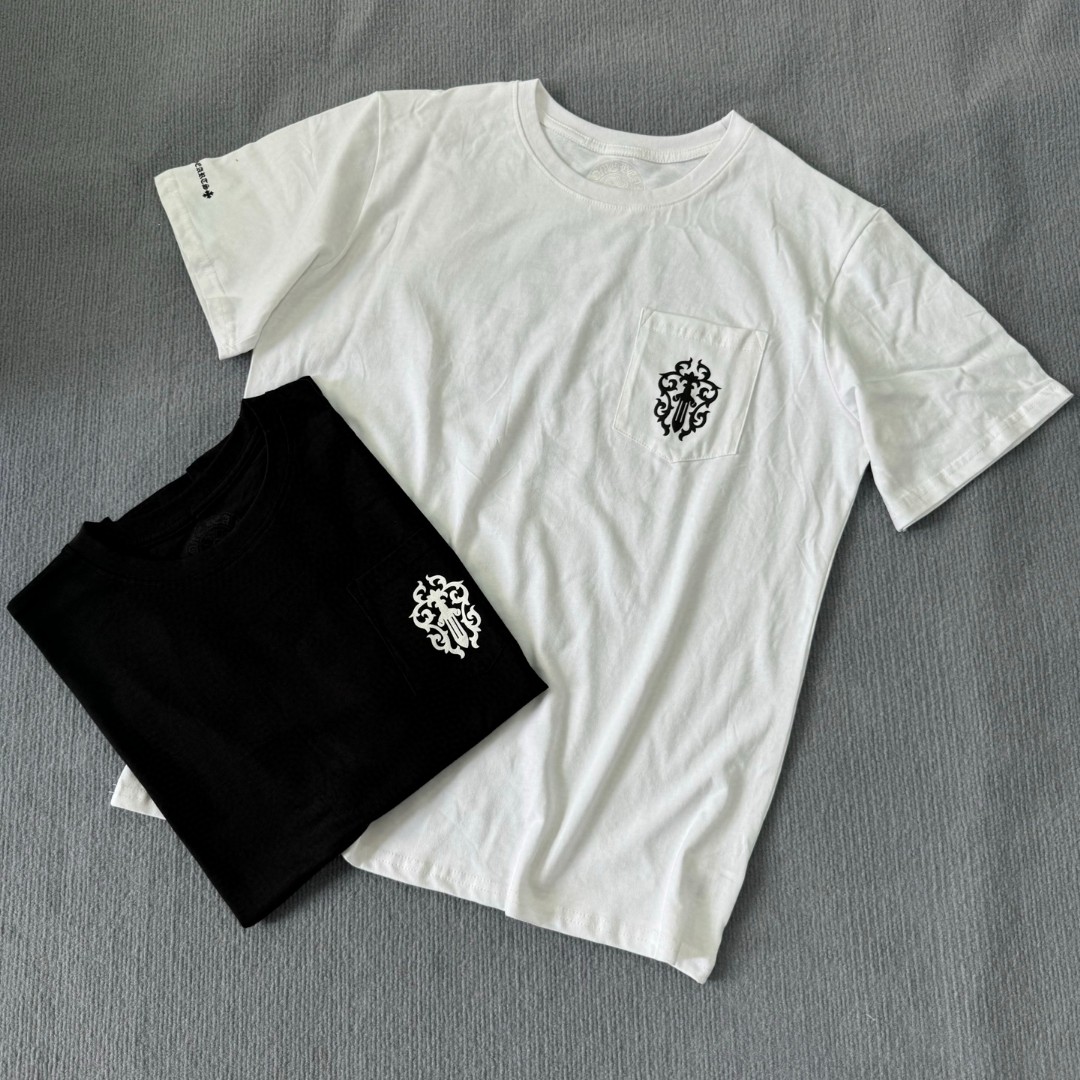 Chrome Hearts 克罗心 宝剑梵文logo圆领短袖 T恤 白色 黑色 A5 C19-2B