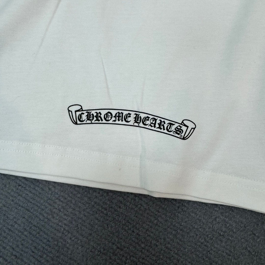 Chrome Hearts 克罗心 经典卷轴印花圆领短袖 T恤 白色 黑色 A5 CH-0602