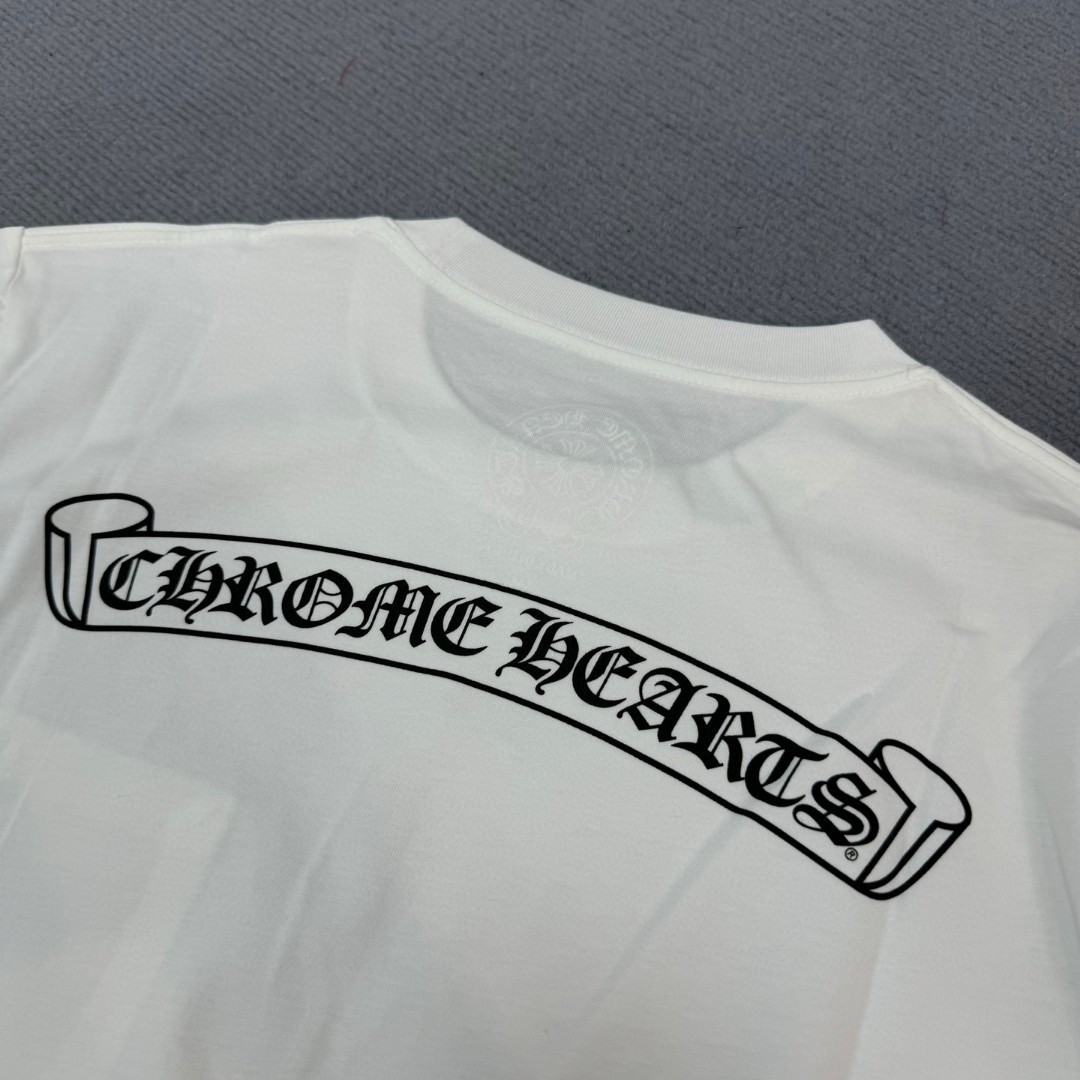 Chrome Hearts 克罗心 经典卷轴印花圆领短袖 T恤 白色 黑色 A5 CH-0602