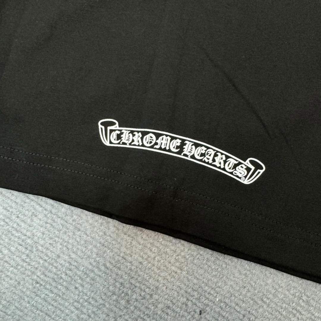 Chrome Hearts 克罗心 经典卷轴印花圆领短袖 T恤 白色 黑色 A5 CH-0602