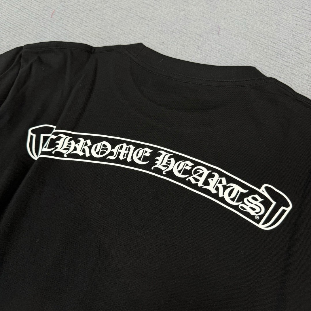 Chrome Hearts 克罗心 经典卷轴印花圆领短袖 T恤 白色 黑色 A5 CH-0602