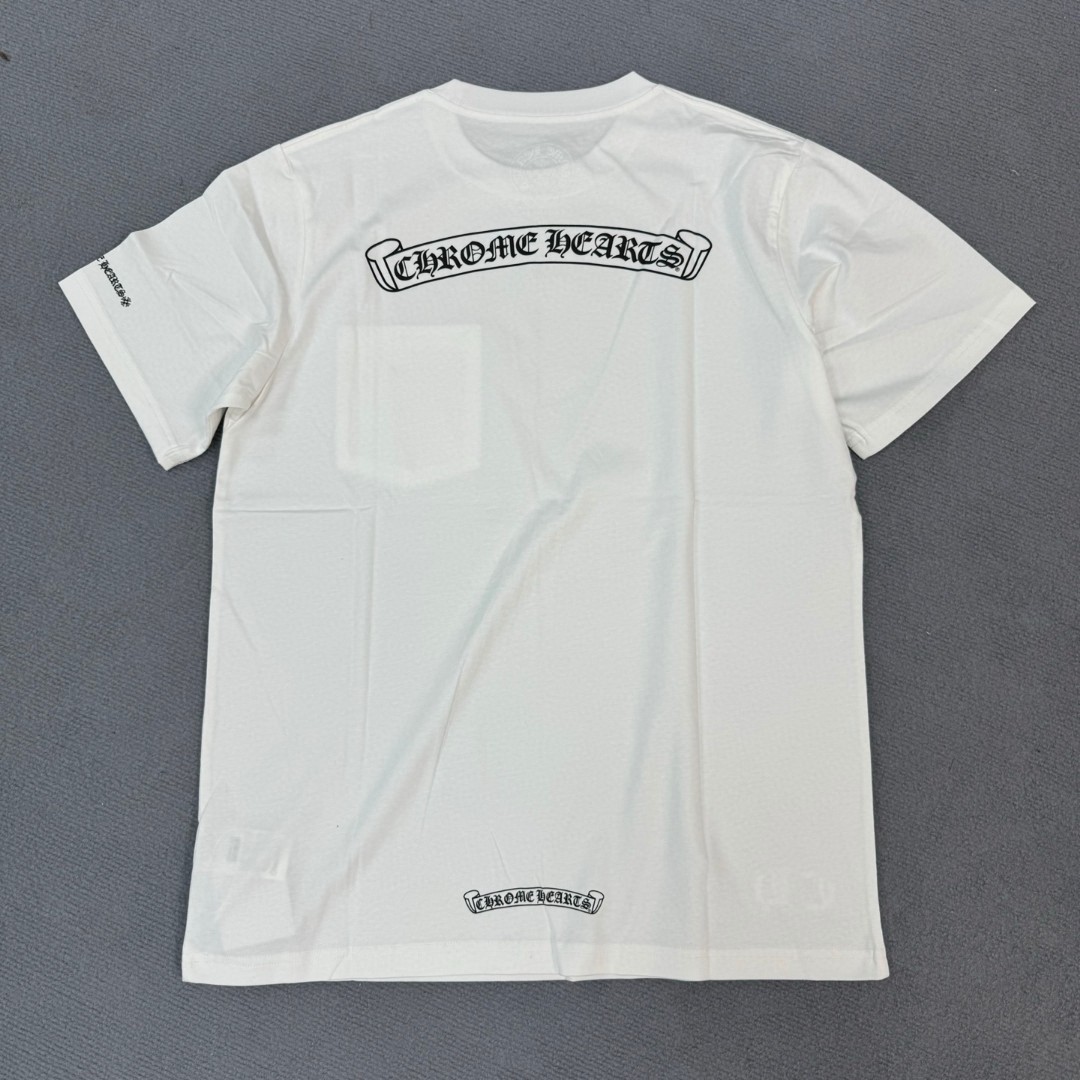 Chrome Hearts 克罗心 经典卷轴印花圆领短袖 T恤 白色 黑色 A5 CH-0602