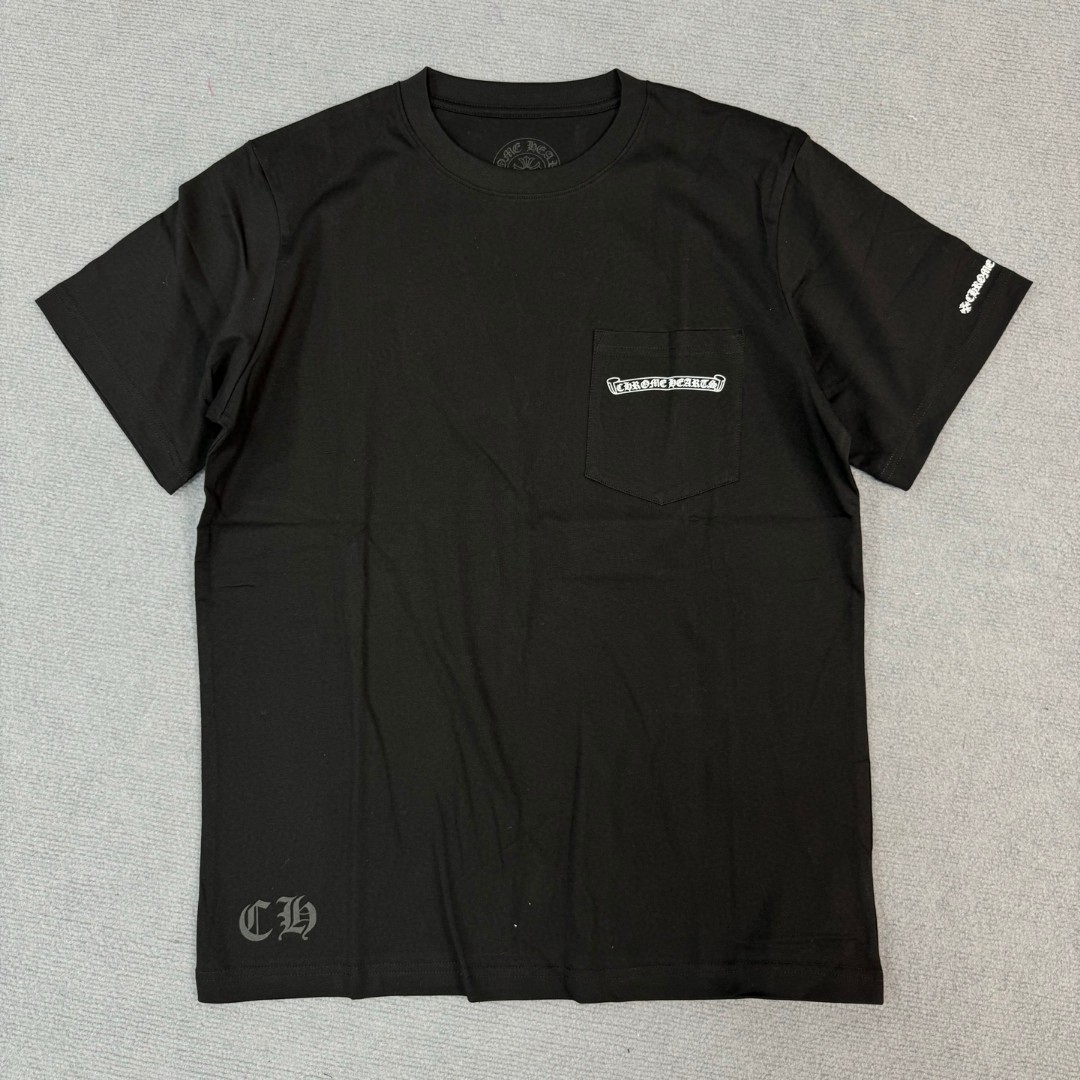 Chrome Hearts 克罗心 经典卷轴印花圆领短袖 T恤 白色 黑色 A5 CH-0602