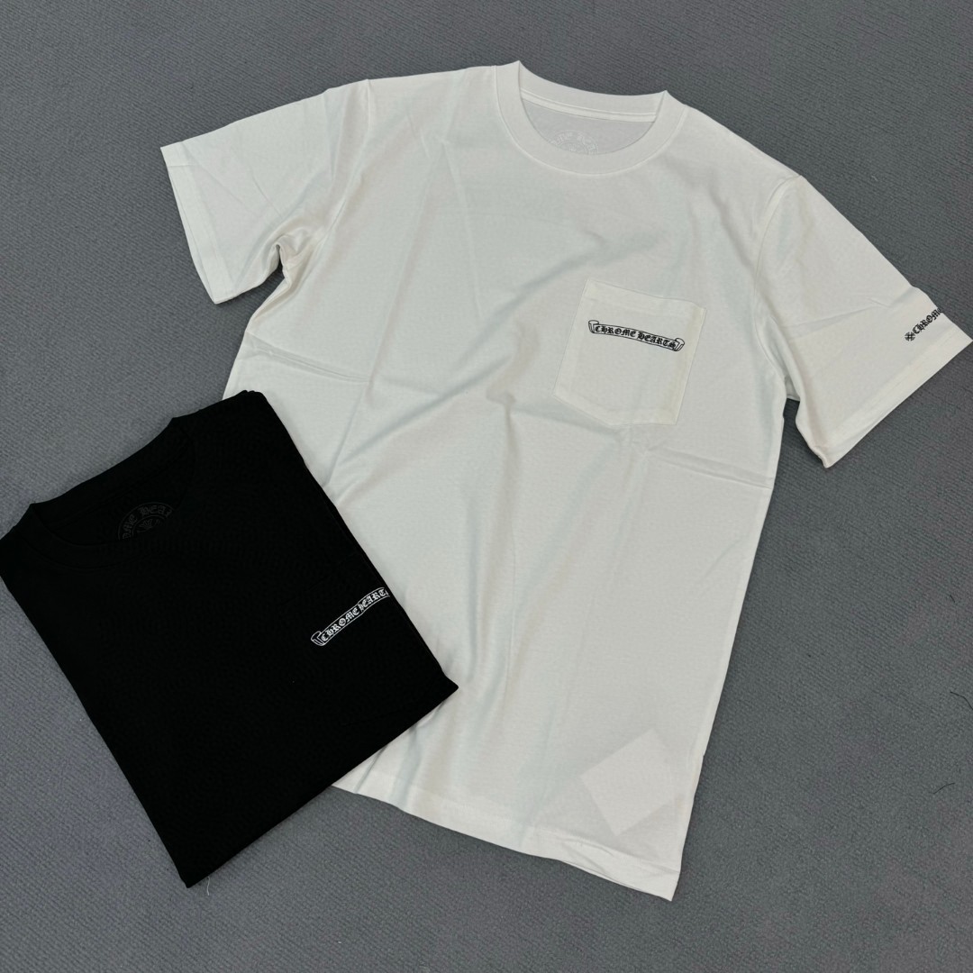 Chrome Hearts 克罗心 经典卷轴印花圆领短袖 T恤 白色 黑色 A5 CH-0602