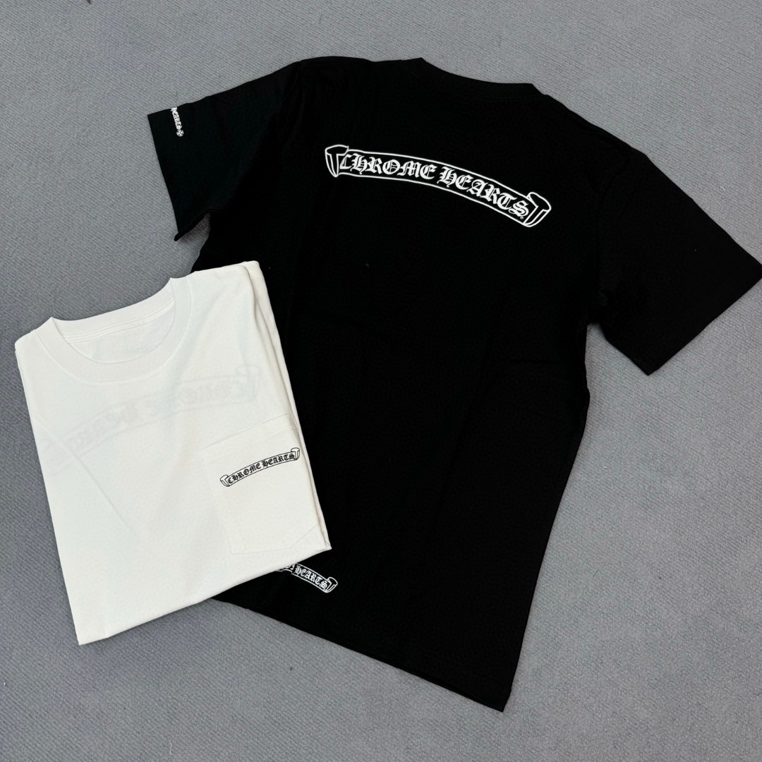Chrome Hearts 克罗心 经典卷轴印花圆领短袖 T恤 白色 黑色 A5 CH-0602