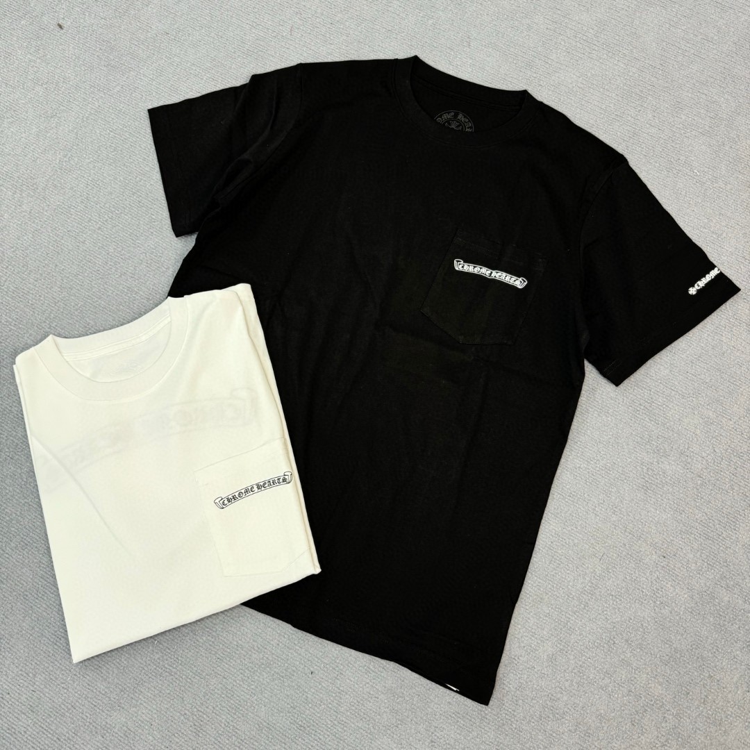 Chrome Hearts 克罗心 经典卷轴印花圆领短袖 T恤 白色 黑色 A5 CH-0602