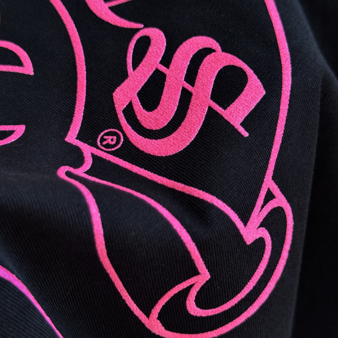 Chrome Hearts 克罗心 荧光粉色马蹄印花圆领短袖 T恤 黑色 A5