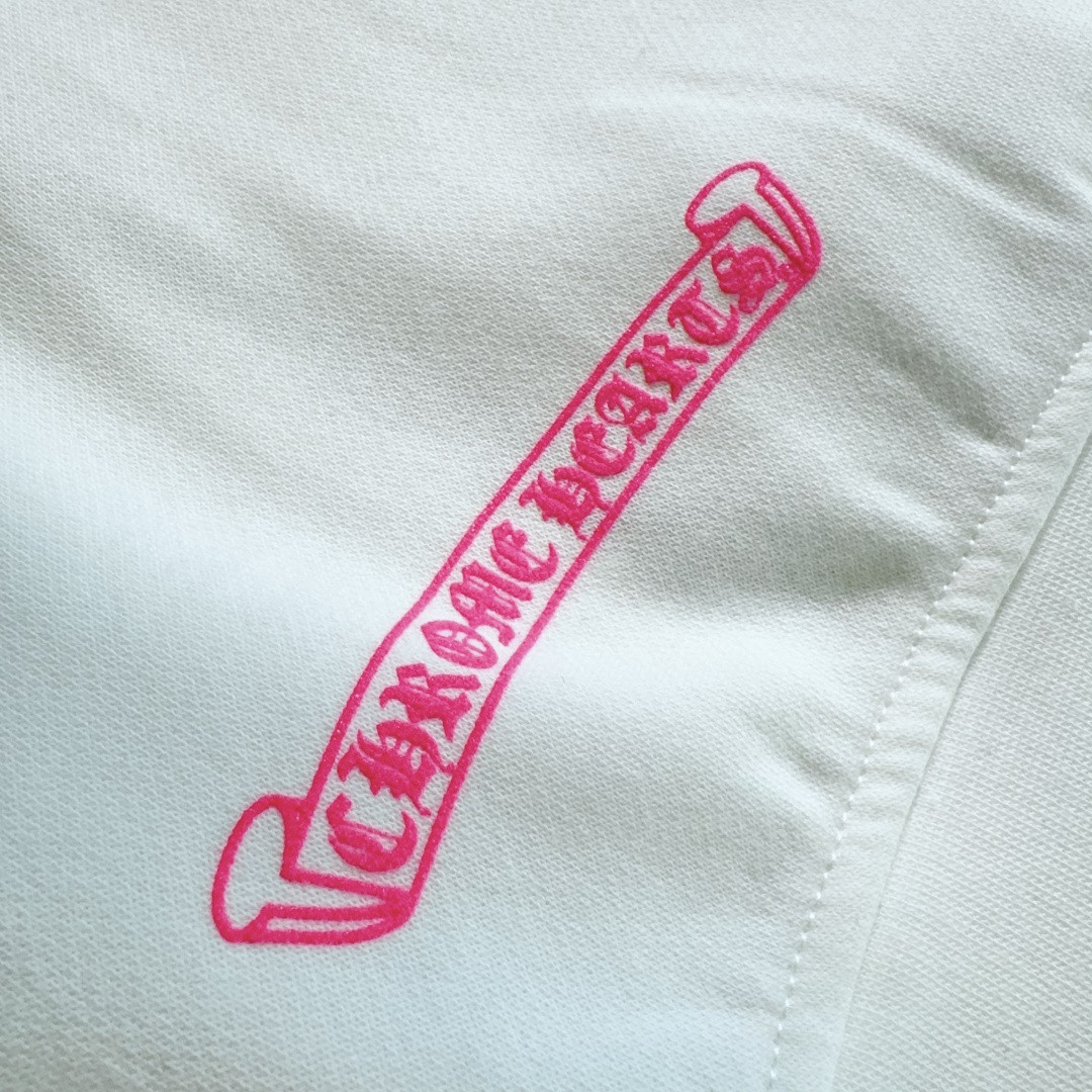 Chrome Hearts 克罗心 粉色双袖十字藤蔓后背马蹄拉链连帽卫衣 外套 夹克 长袖 白色 A5 