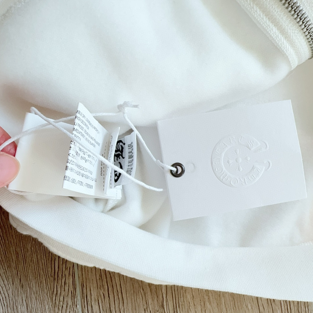 Chrome Hearts 克罗心 粉色双袖十字藤蔓后背马蹄拉链连帽卫衣 外套 夹克 长袖 白色 A5 