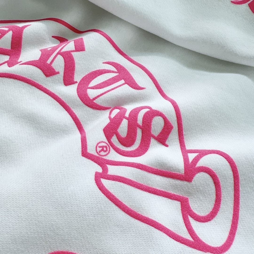 Chrome Hearts 克罗心 粉色双袖十字藤蔓后背马蹄拉链连帽卫衣 外套 夹克 长袖 白色 A5 