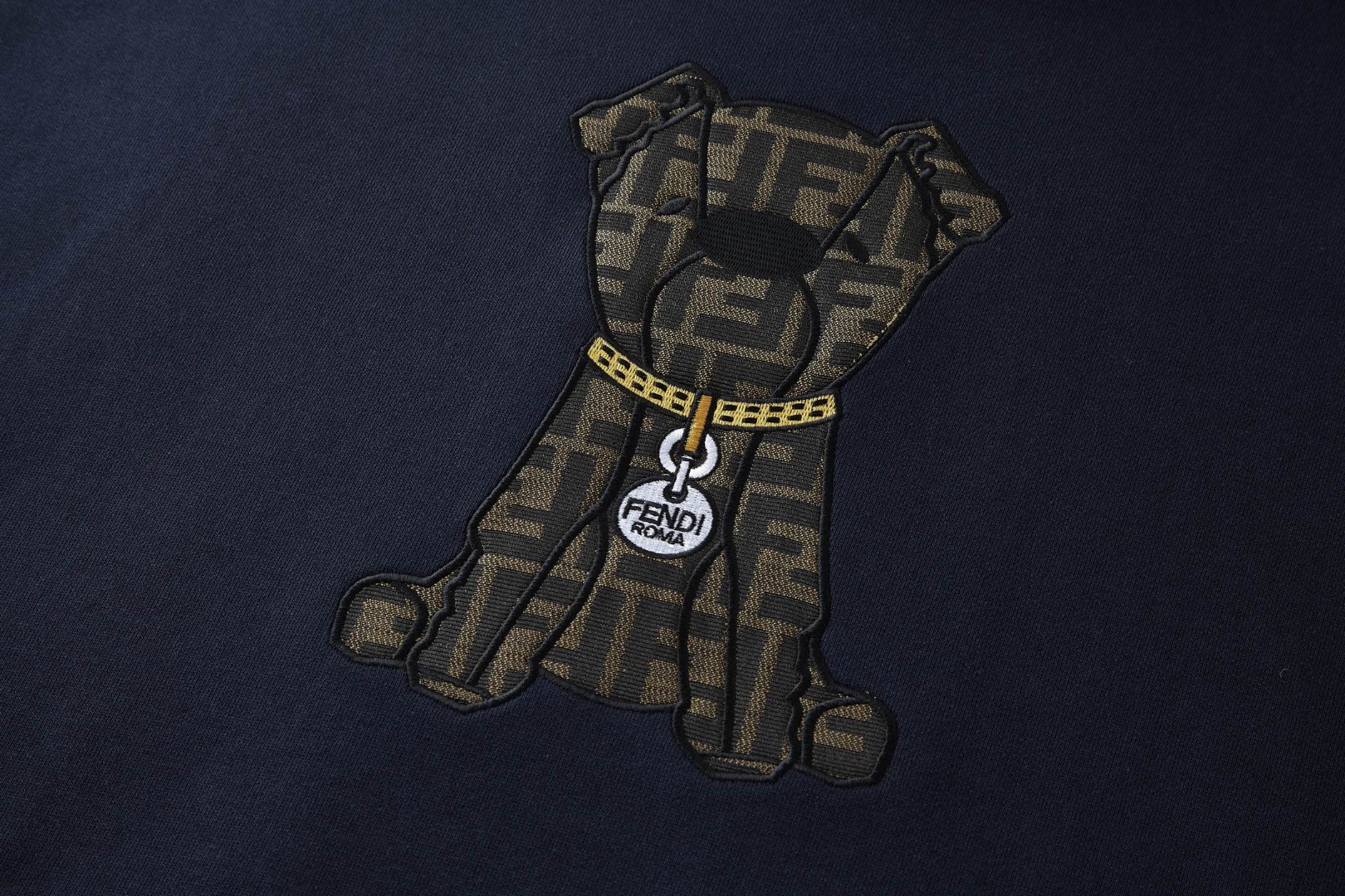 FENDI 芬迪 小狗贴布刺绣标识连帽卫衣 长袖 蓝色 B0 FY1143AW0QF0QG0