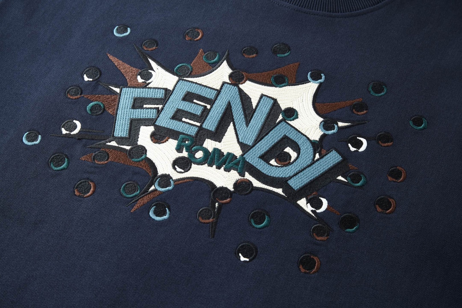 FENDI 芬迪 惊爆刺绣圆领卫衣 长袖 蓝色 B0 FY0178AW0YF0QG0