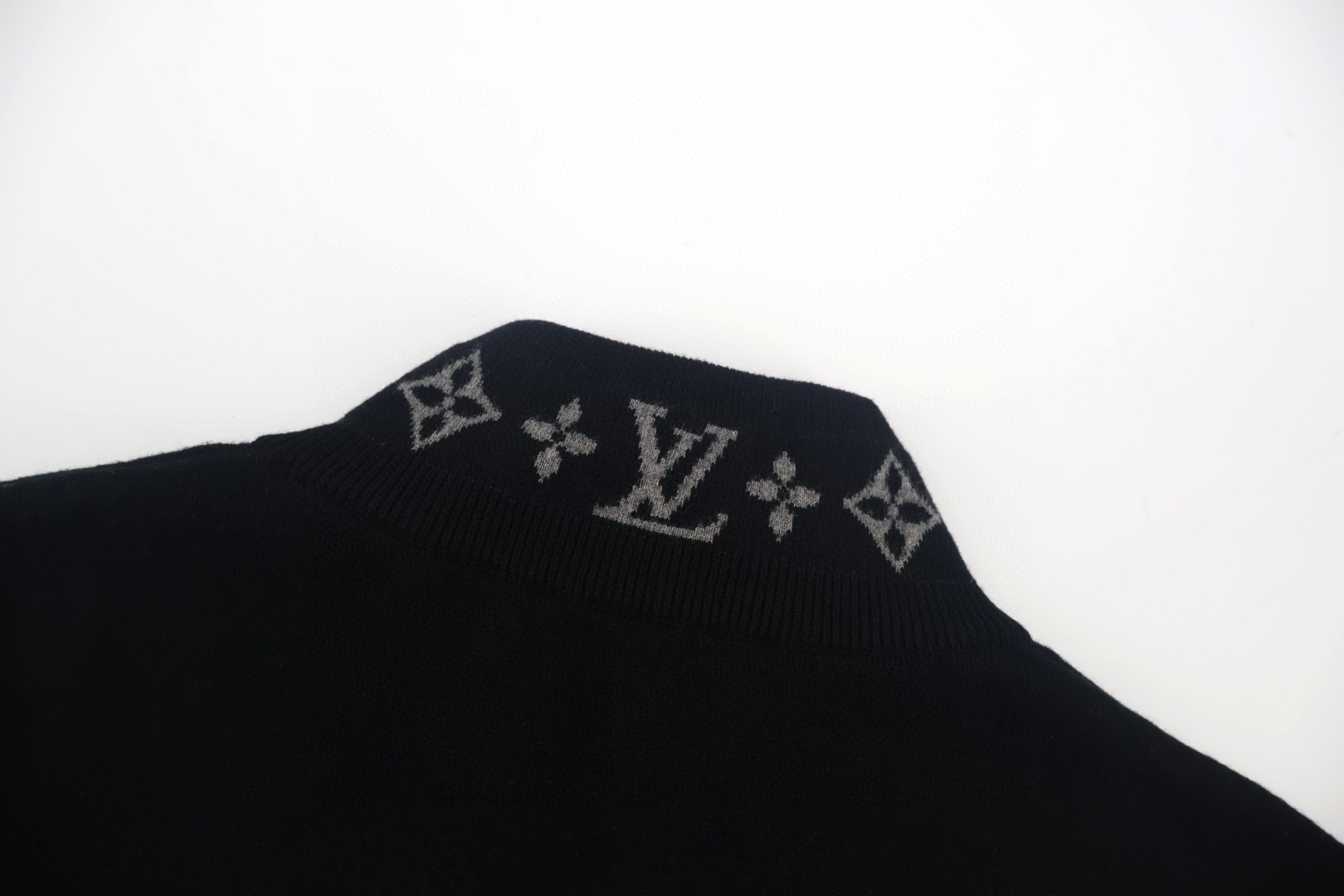 LOUIS VUITTON 路易威登 提花螺纹拉链立领拉链毛织外套 夹克 长袖 黑色 灰色 C0 1AGJWH