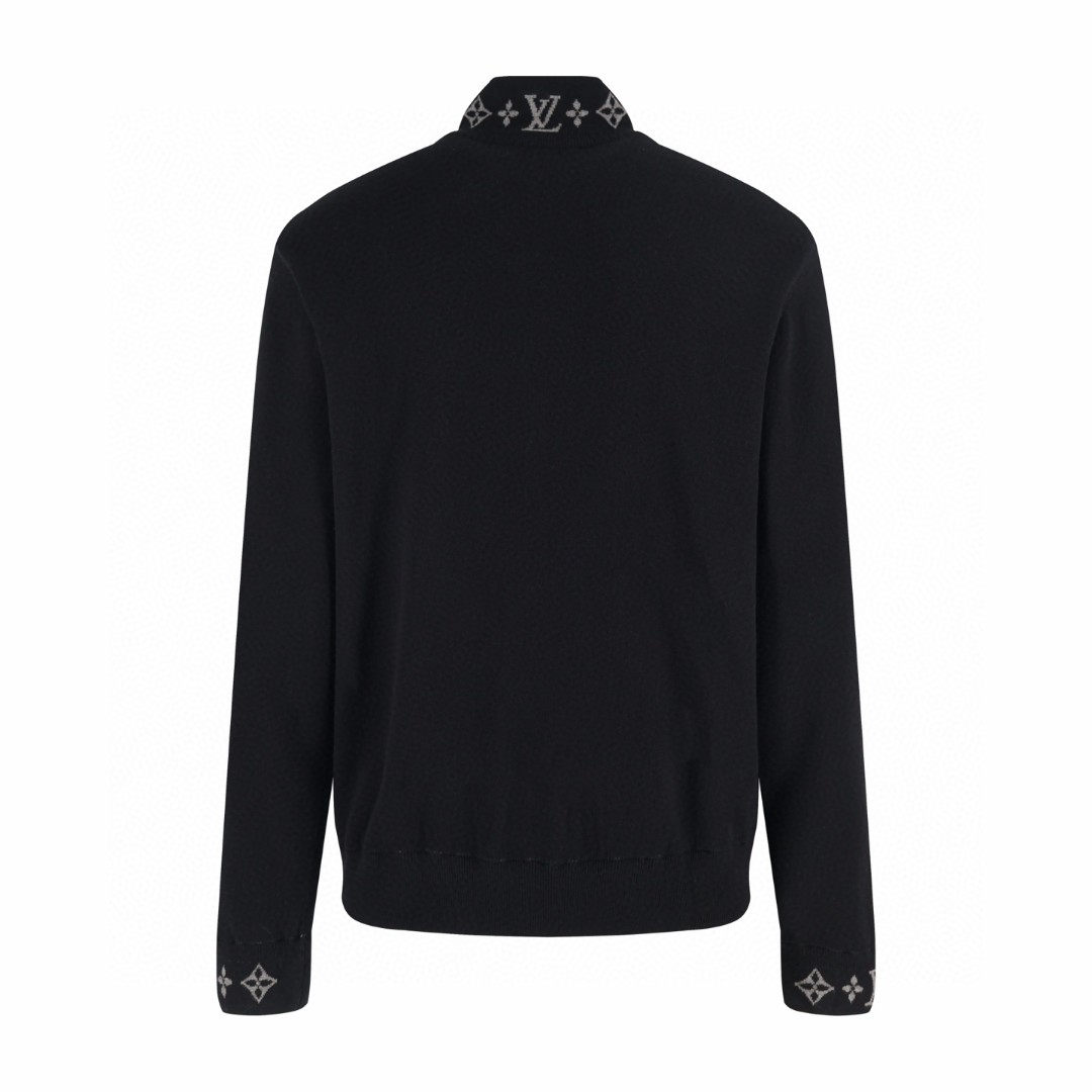 LOUIS VUITTON 路易威登 提花螺纹拉链立领拉链毛织外套 夹克 长袖 黑色 灰色 C0 1AGJWH