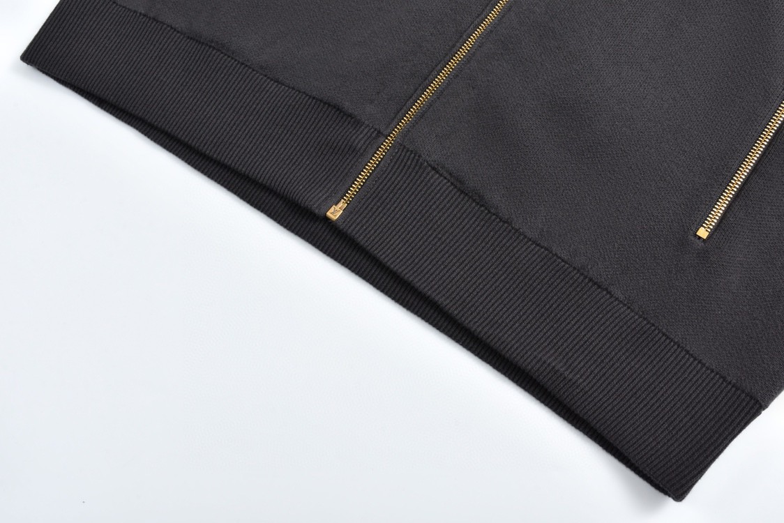 LOUIS VUITTON 路易威登 提花螺纹拉链立领拉链毛织外套 夹克 长袖 黑色 灰色 C0 1AGJWH