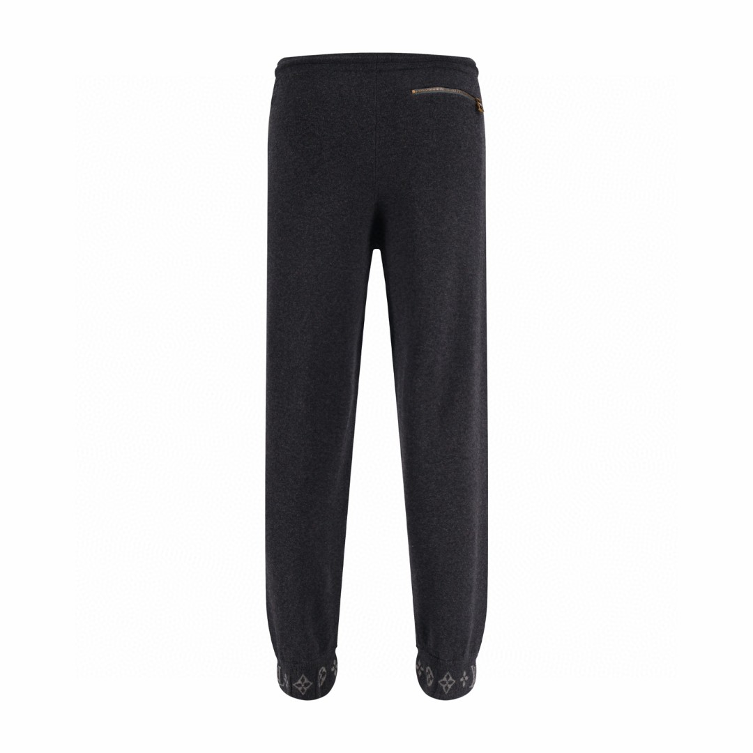 LOUIS VUITTON 路易威登 羊毛针织提花束脚休闲裤 运动裤 裤子 长裤 黑色 灰色 B5 1AJB38