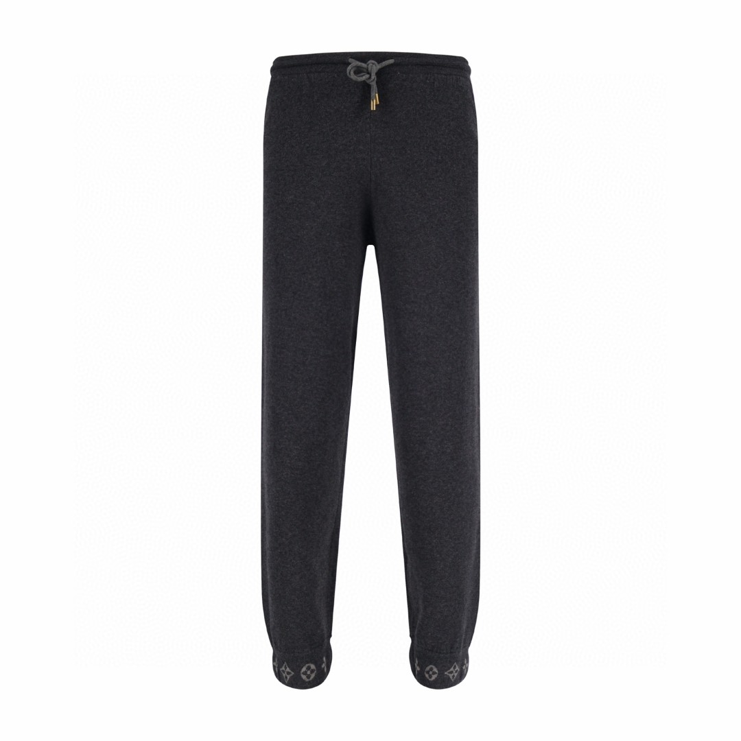 LOUIS VUITTON 路易威登 羊毛针织提花束脚休闲裤 运动裤 裤子 长裤 黑色 灰色 B5 1AJB38