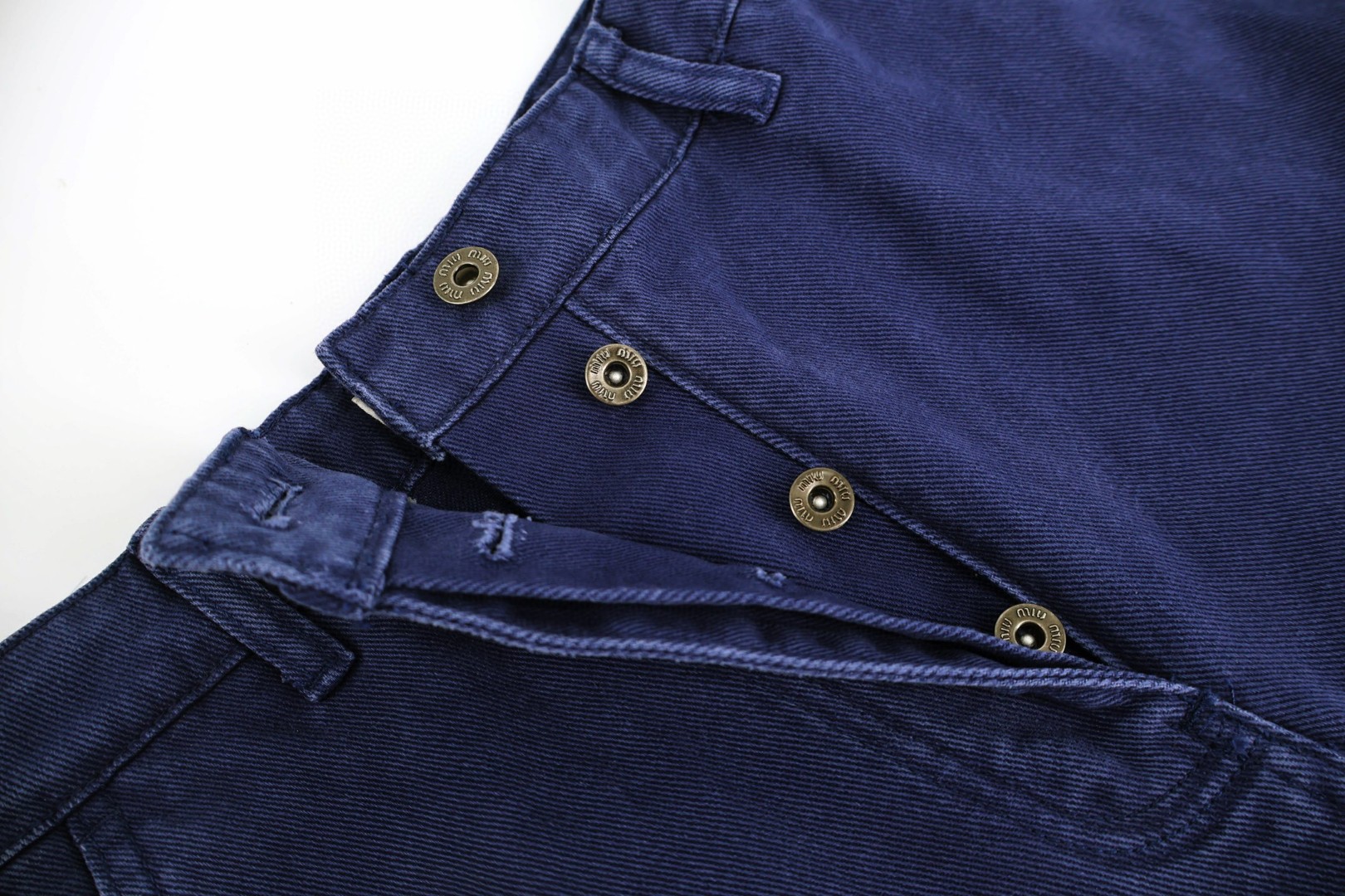 MIU MIU 徽标纯色工装裤 长裤 裤子 牛仔裤 蓝色 B5 MP1723-1350-F0589-S-OOO