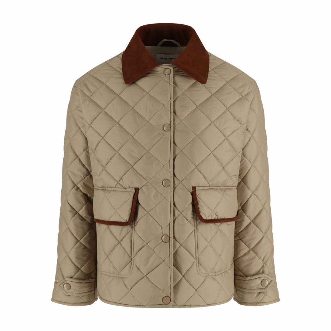 MIU MIU 缪缪 翻领绗缝棉服 夹克 外套 长袖 保暖 C0 ML1311-17OO-F0036-S-OOO