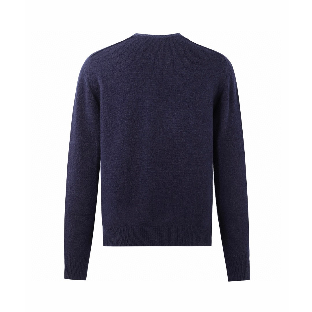 Burberry 巴宝莉 纯色圆领羊绒毛衣 针织衫 长袖 藏蓝色 B0