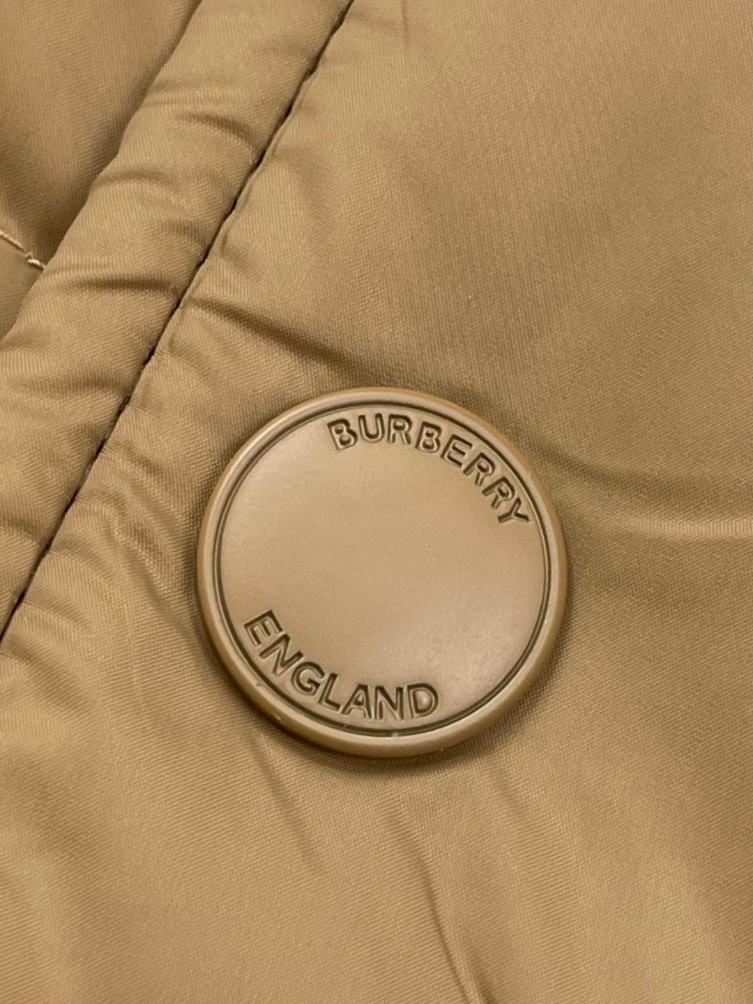 Burberry 巴宝莉 格纹羊毛衣领尼龙徽标羽绒服 长袖 外套 保暖 卡其色 E0 80910931