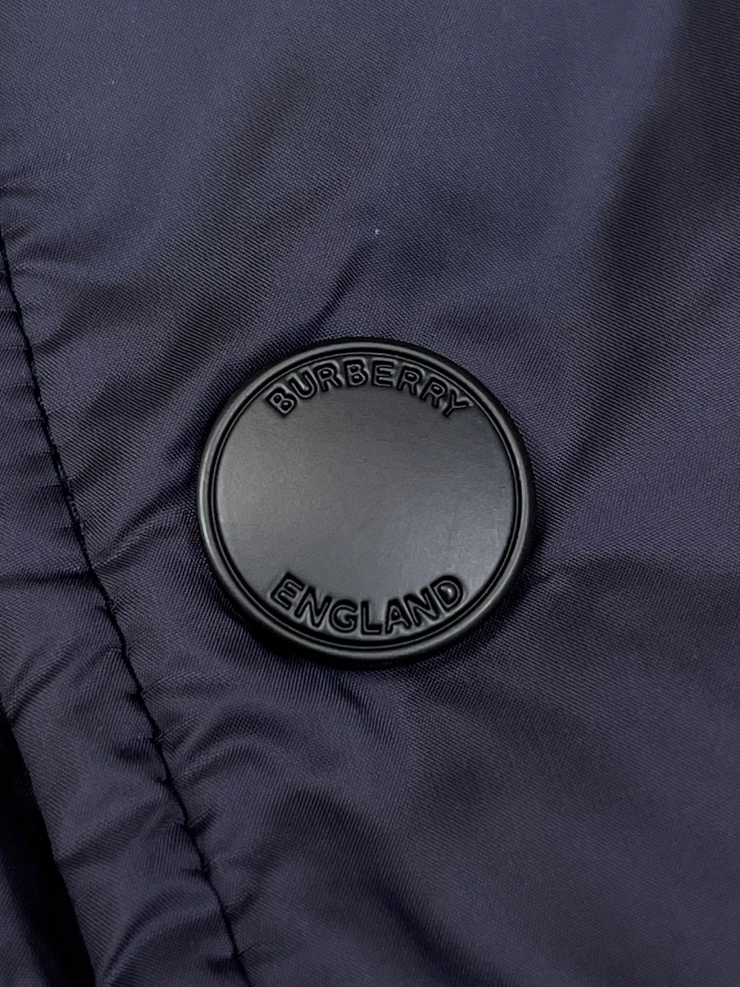 Burberry 巴宝莉 格纹羊毛衣领尼龙徽标羽绒服 长袖 外套 保暖 藏青色 E0 