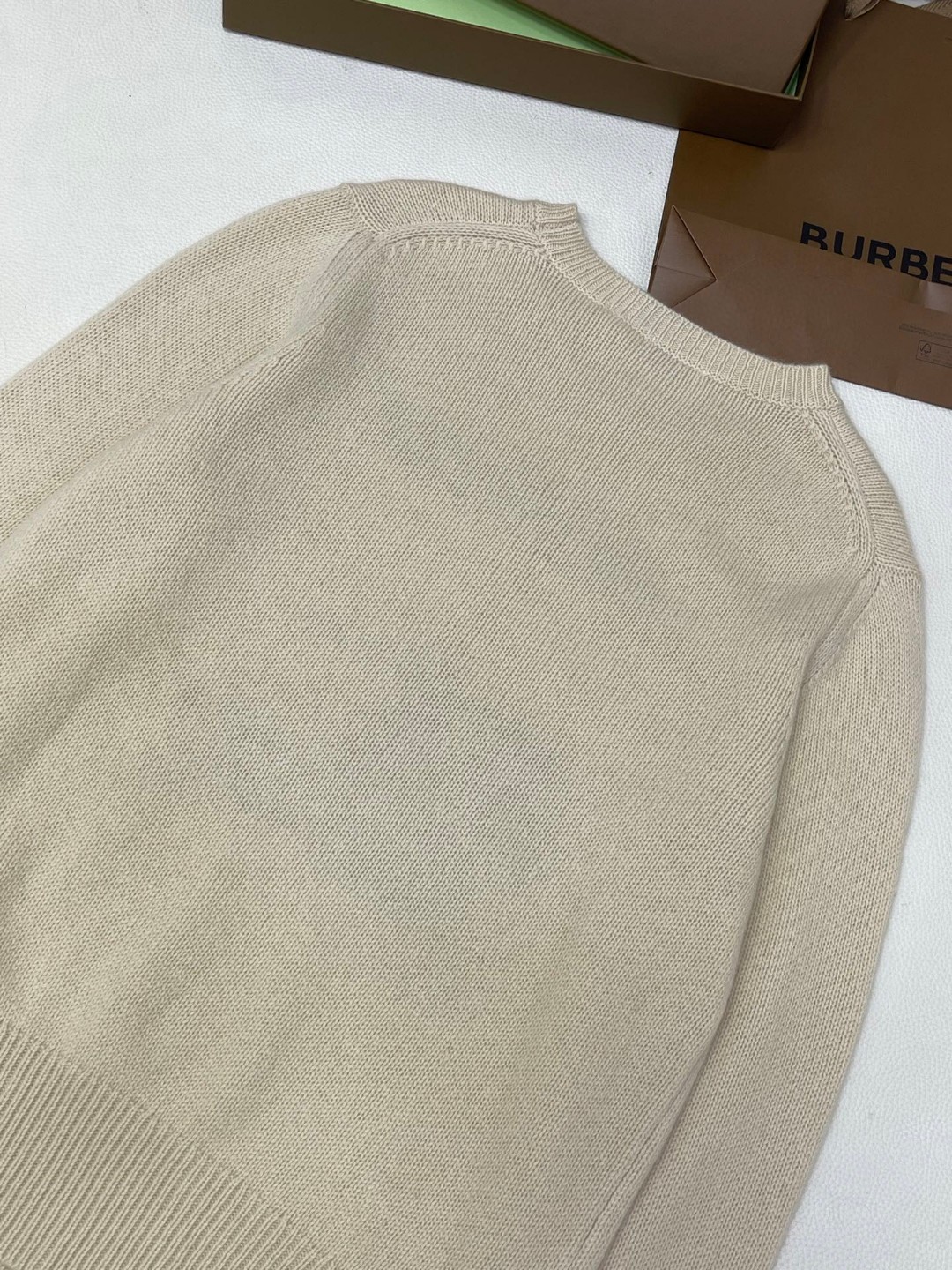 Burberry 巴宝莉 马术骑士徽标羊绒混纺针织衫 毛衣 外套 长袖 米色 白色 B0 81030451