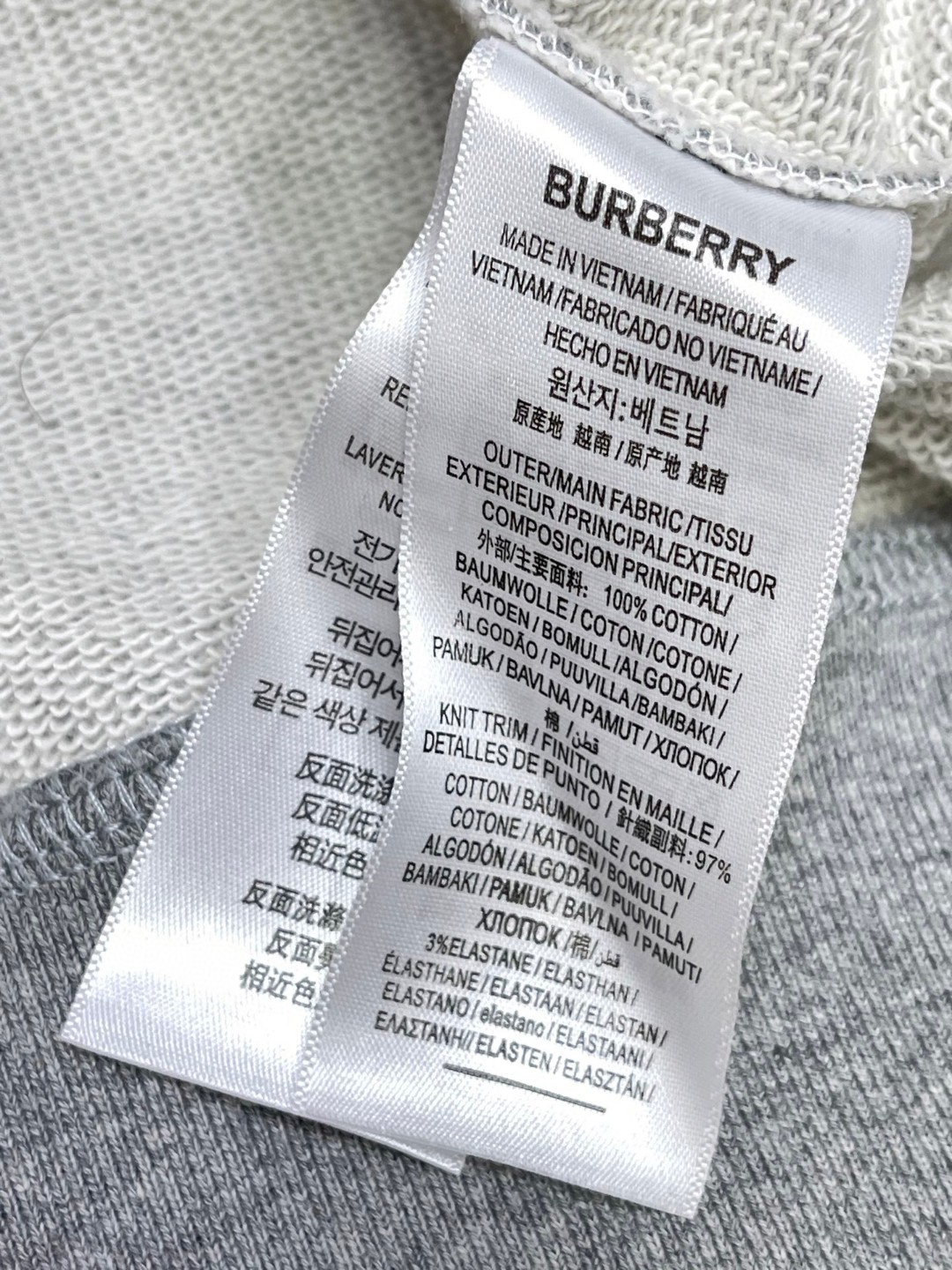 Burberry 巴宝莉 格纹装饰运动衫 卫衣 外套 长袖 灰色 黑色 A5 81179871