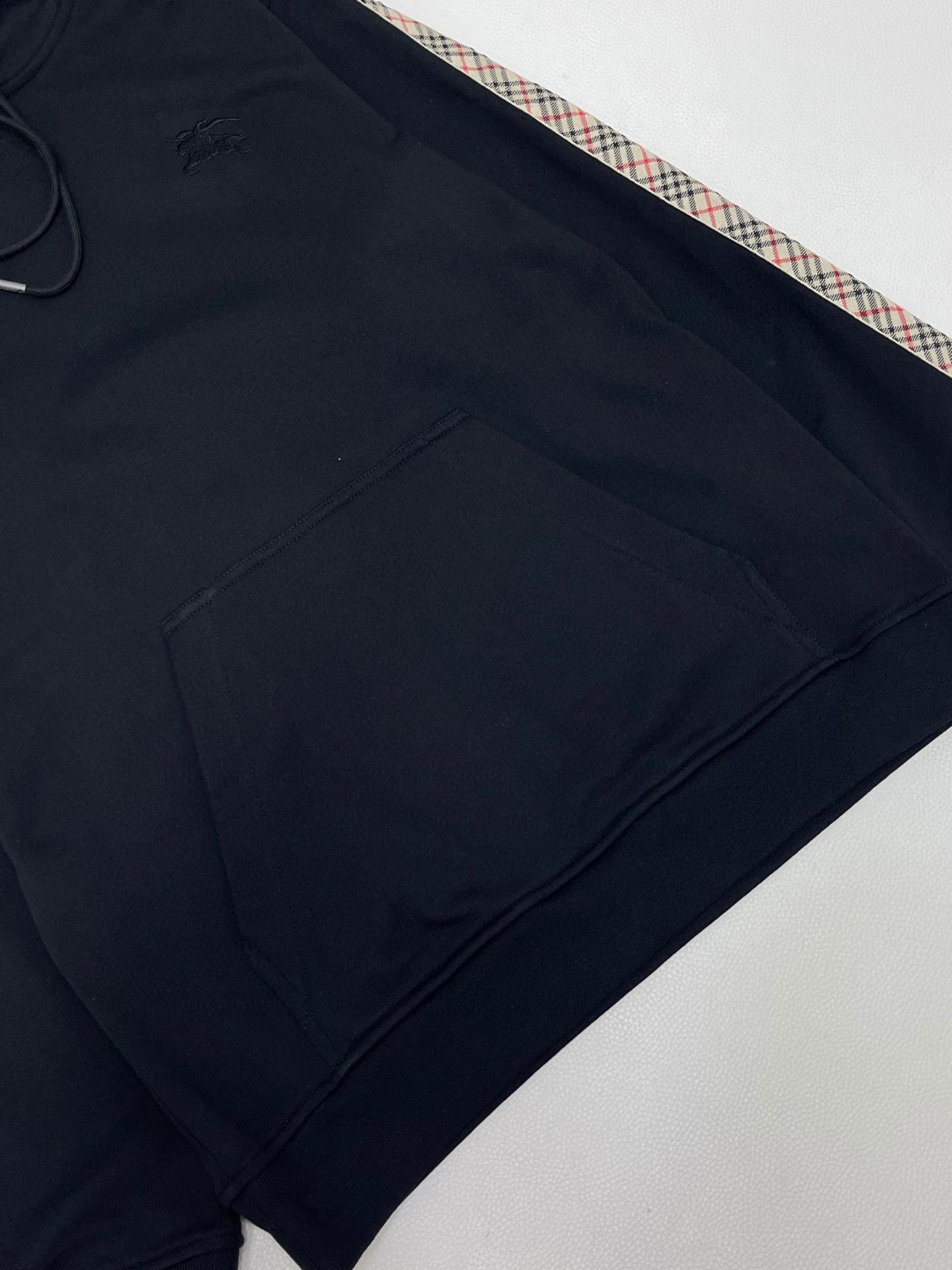 Burberry 巴宝莉 格纹装饰连帽衫 卫衣 外套 长袖  灰色 黑色 A5 81177411