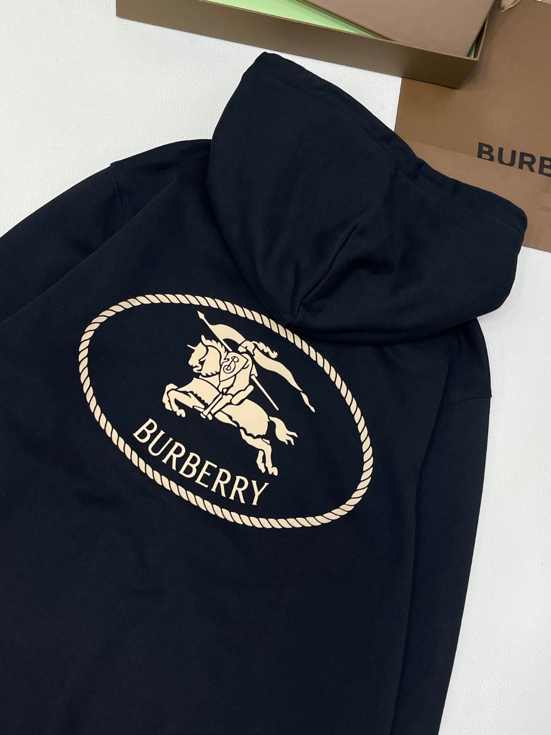 Burberry 巴宝莉 骑士印章拉链连帽衫 卫衣 外套 长袖 蓝色 黑色 B0 81104941