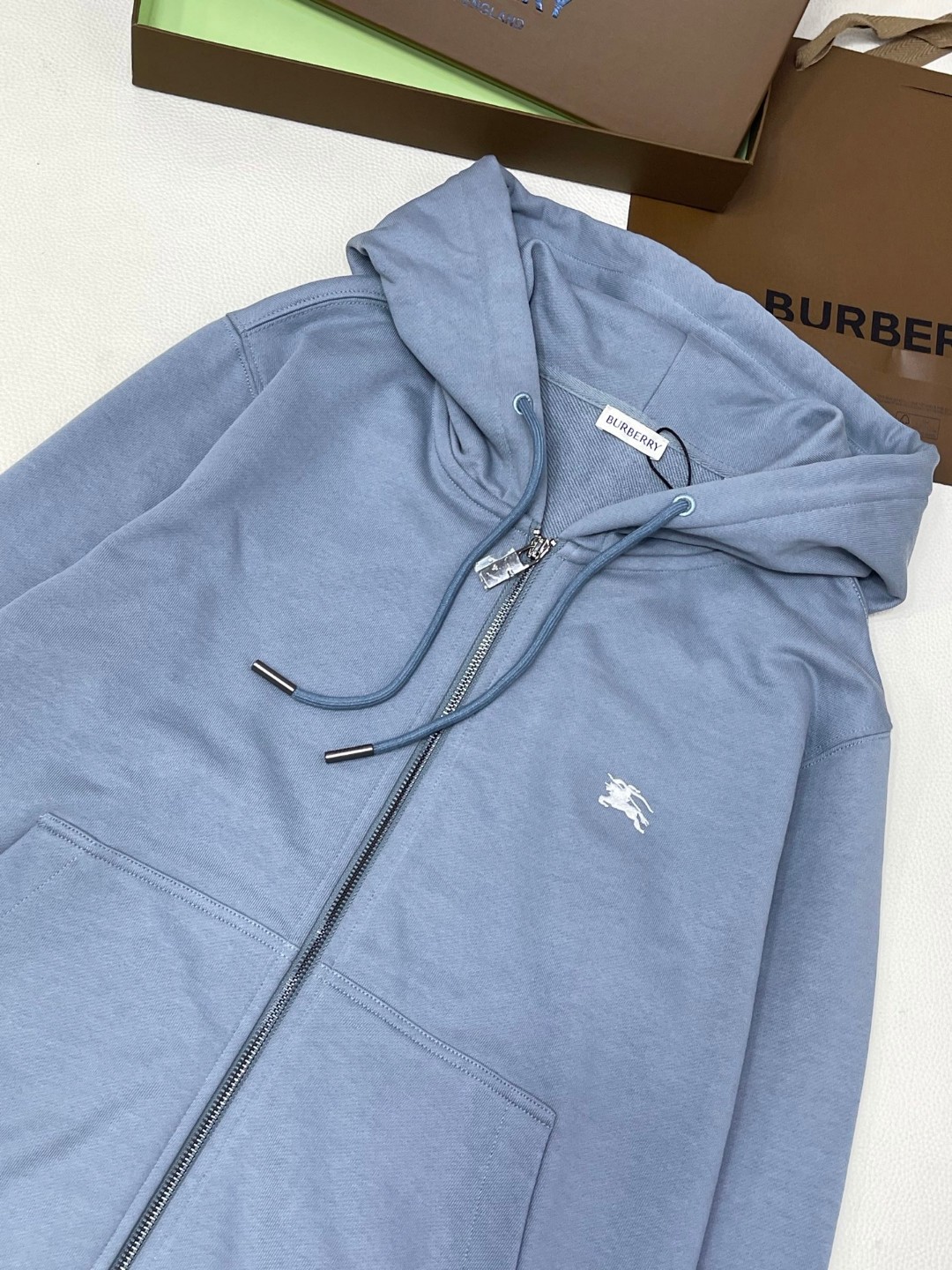 Burberry 巴宝莉 骑士印章拉链连帽衫 卫衣 外套 长袖 蓝色 黑色 B0 81104941