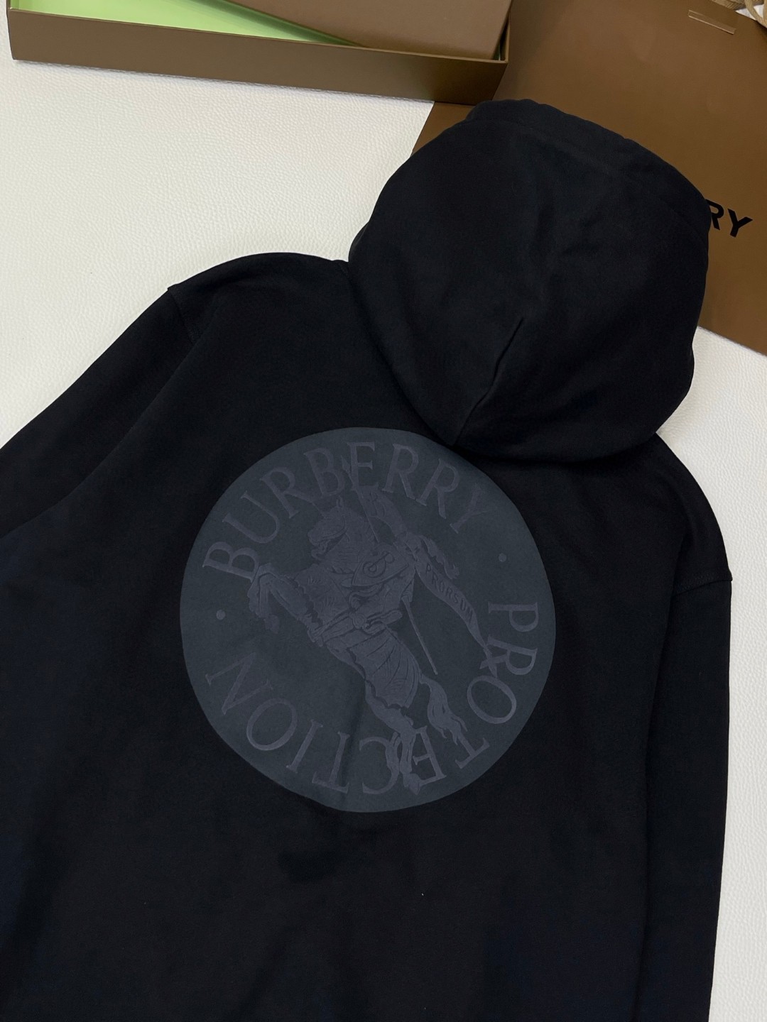 Burberry 巴宝莉 马术骑士徽标拉链棉毛衫 卫衣 外套 长袖 黑色 B0 