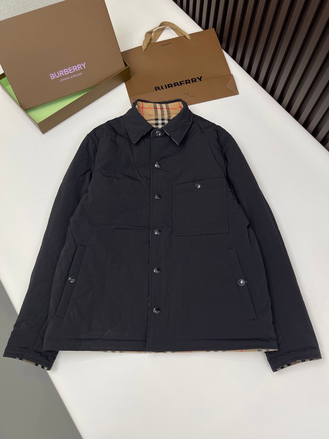 Burberry 巴宝莉 双面两穿Vintage格纹控温绗缝夹克 长袖 外套 保暖 卡其色 C5 811163611